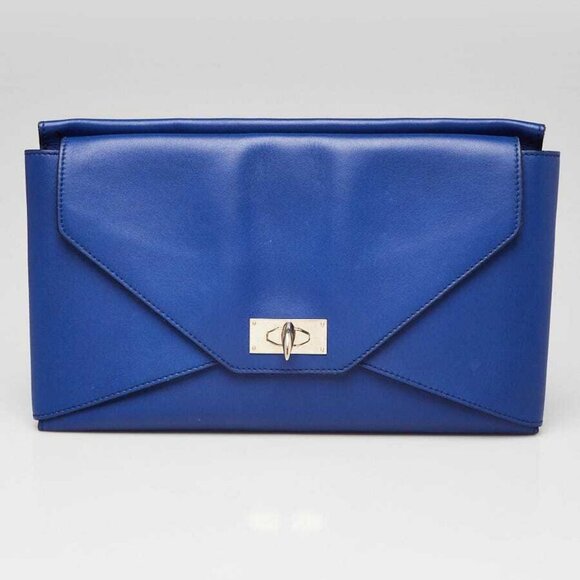 Givenchy Blue Leather Shark Medium Clutch Bag - Picture 12 of 12